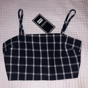 Navy Plaid Crop Top